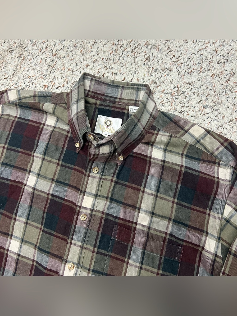 Viyella Mens Large Plaid Button Down Shirt Cotton Wool Blend Multi Color USA